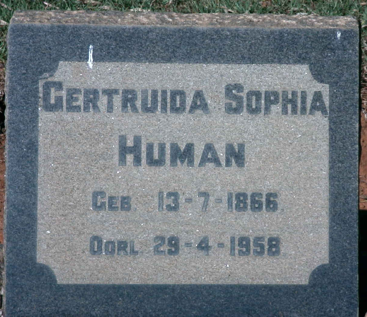 HUMAN Gertruida Sophia 1866-1958
