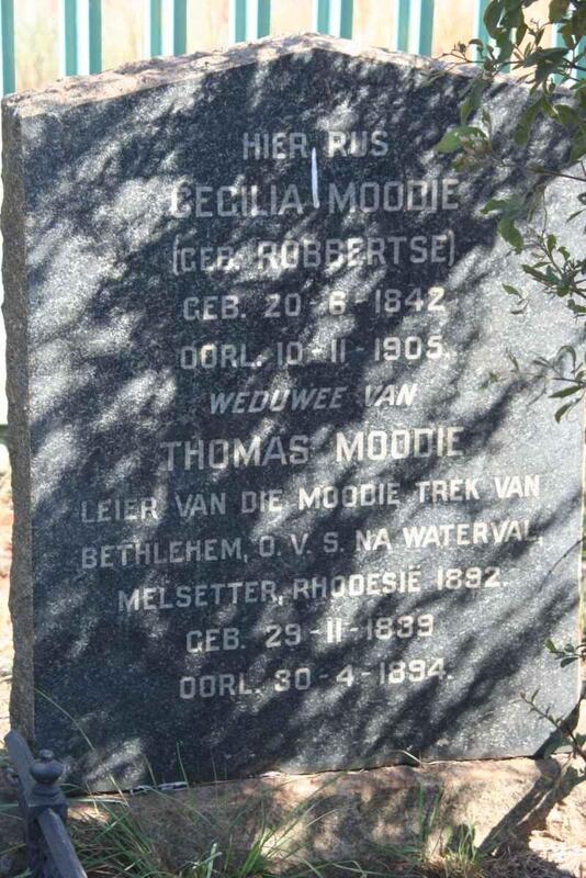 MOODIE Cecilia nee ROBBERTSE 1842-1905