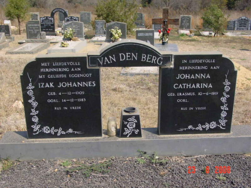 BERG Izak Johannes, van den 1909-1983 & Johanna Catharina ERASMUS 1919-