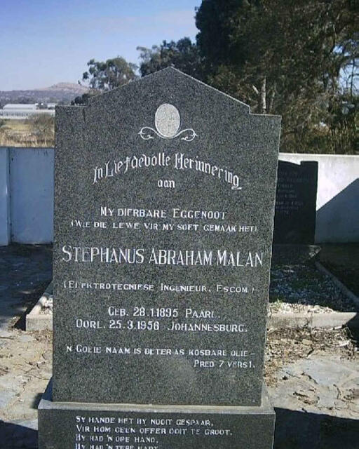 MALAN Stephanus Abraham 1895-1956