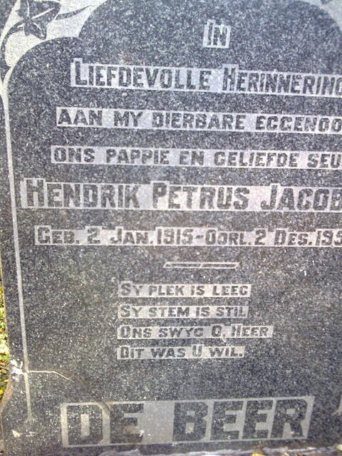 BEER Hendrik Petrus Jacobus, de 1915-195?
