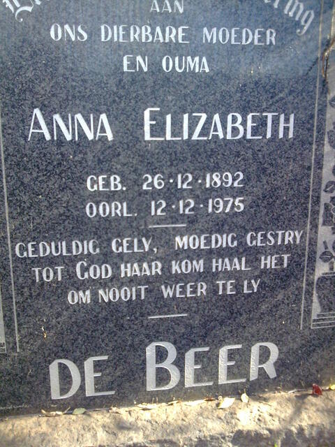 BEER Anna Elizabeth, de 1892-1975