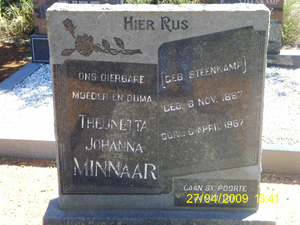 MINNAAR Theunetta Johanna nee STEENKAMP 1887-1967