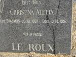 ROUX Christina Aletta, le néé ERASMUS 1887-1957