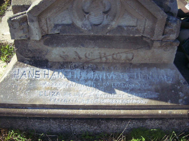 HANSEN Hans -1868 & Eliza  -1868 