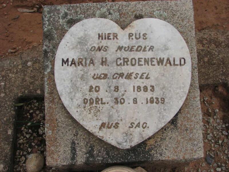 GROENEWALD Maria H. nee GRIESEL 1883-1939