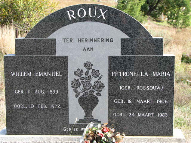 ROUX Willem Emanuel 1899-1972 & Petronella Maria ROSSOUW 1906-1983
