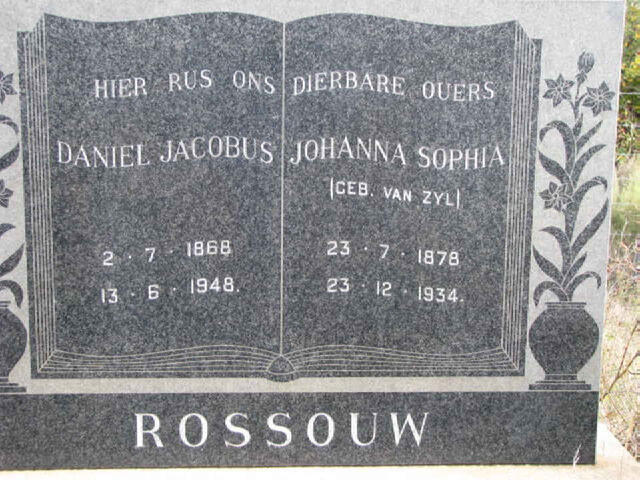 ROSSOUW Daniel Jacobus 1868-1948 & Johanna Sophia VAN ZYL 1878-1934