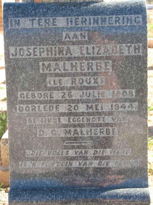 MALHERBE Josephina Elizabeth nee LE ROUX 1908-1944