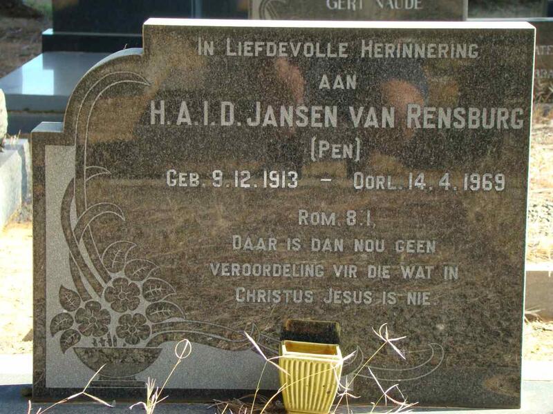 RENSBURG H.A.I.D., Jansen van 1913-1969