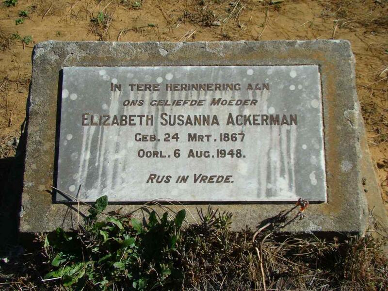 ACKERMAN Elizabeth Susanna 1867-1948