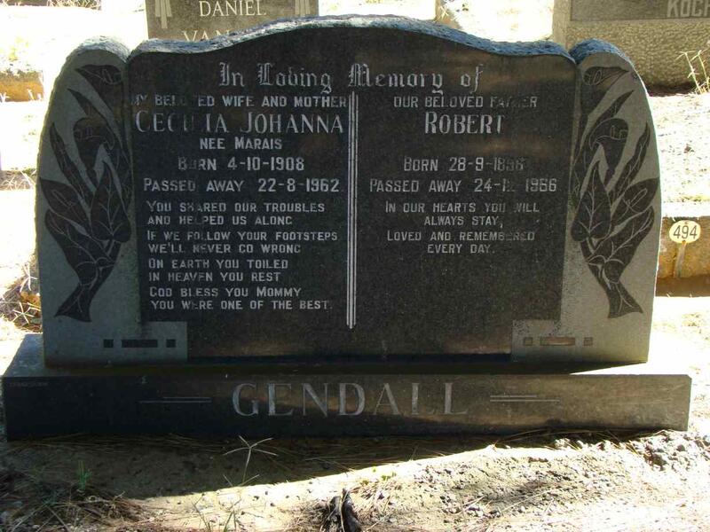 GENDALL Robert 1896-1966 & Cecilia Johanna MARAIS 1908-1962