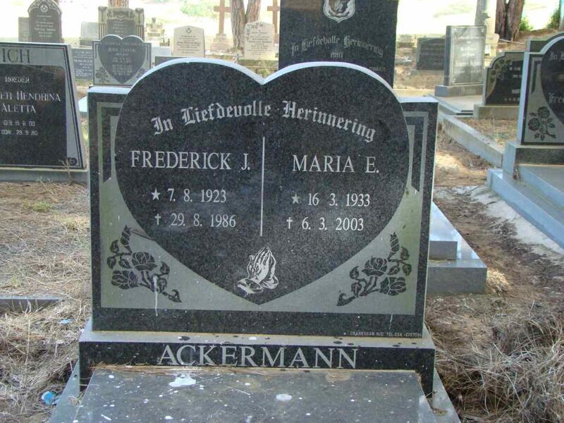 ACKERMANN Frederick J. 1923-1986 & Maria E. 1933-2003