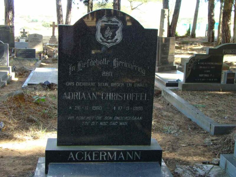 ACKERMANN Adriaan Christoffel 1960-1980