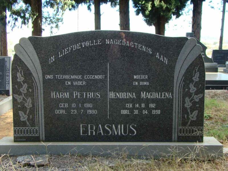 ERASMUS Harm Petrus 1910-1980 & Hendrina Magdalena 1912-1998