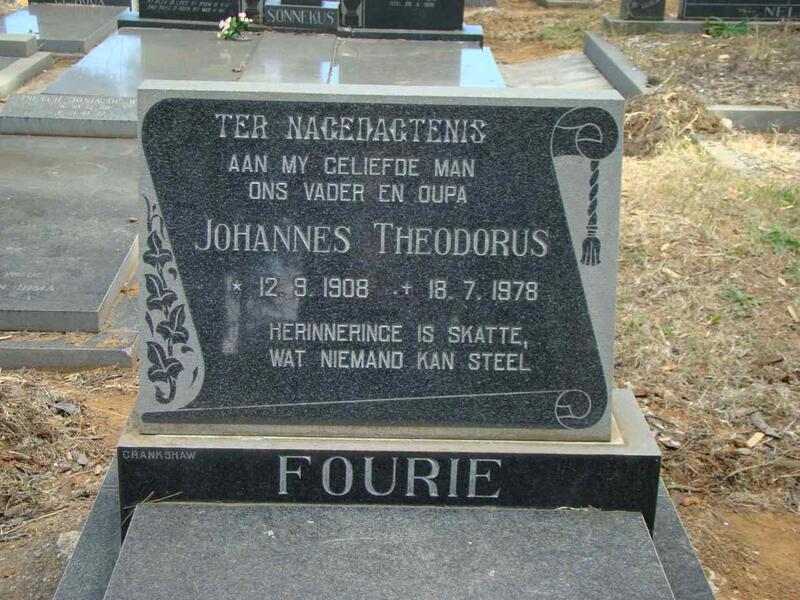FOURIE Johannes Theodorus 1908-1978