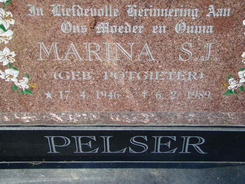 PELSER Marina S.J. nee POTGIETER 1946-1989