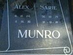 MUNRO Alex 1924-1990 & Sarie 1929-2009