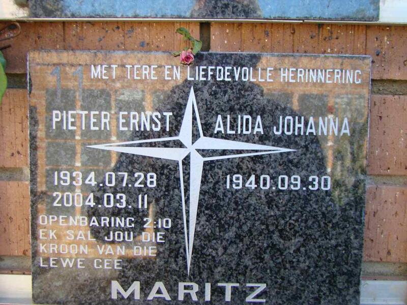 MARITZ Pieter Ernst 1934-2004 & Alida Johanna 1940-