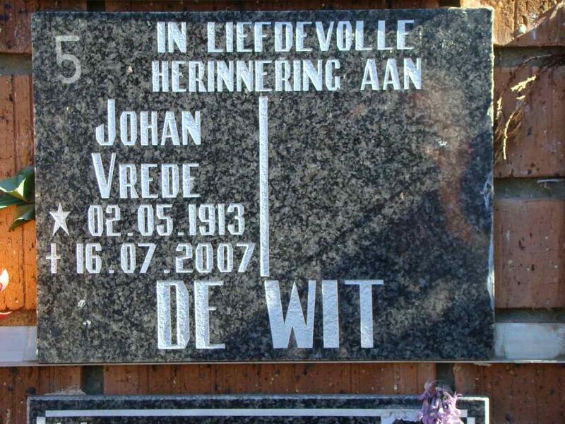 WIT Johan Vrede, de 1913-2007