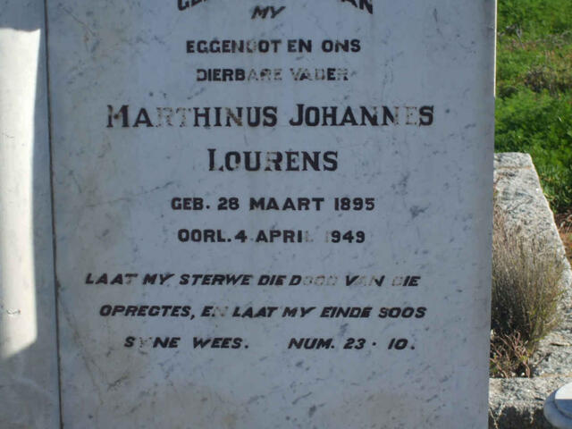 LOURENS Marthinus Johannes 1895-1949