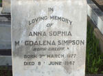 SIMPSON Anna Sophia Magdalena nee GREEFF 1877-1947