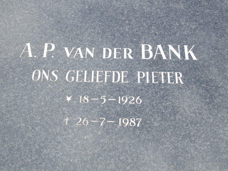 BANK A.P., van der 1926-1987