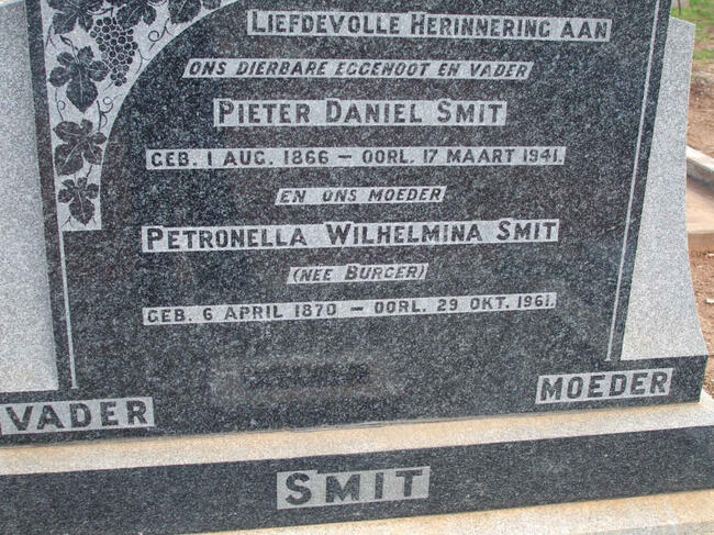 SMIT Pieter Daniel 1866-1941 & Petronella Wilhelmina BURGER 1870-1961