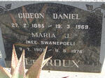 ROUX Gideon Daniel 1895-1969 & Maria J. SWANEPOEL 1907-1976