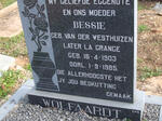 WOLFAARDT Bessie formerly LA GRANGE nee VAN DER WESTHUIZEN 1903-1985
