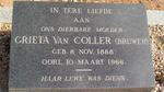 COLLER Grieta, van nee BRUWER 1888-1966