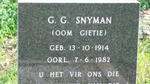 SNYMAN G.G. 1914-1982