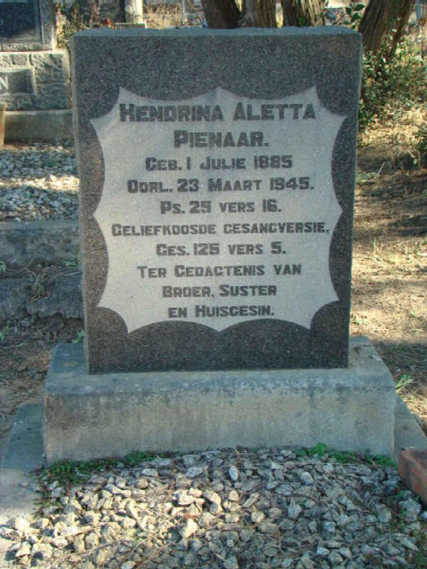 PIENAAR Hendrina Aletta 1885-1945