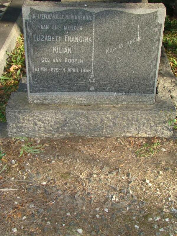 KILIAN Elizabeth Francina nee VAN ROOYEN 1879-1956