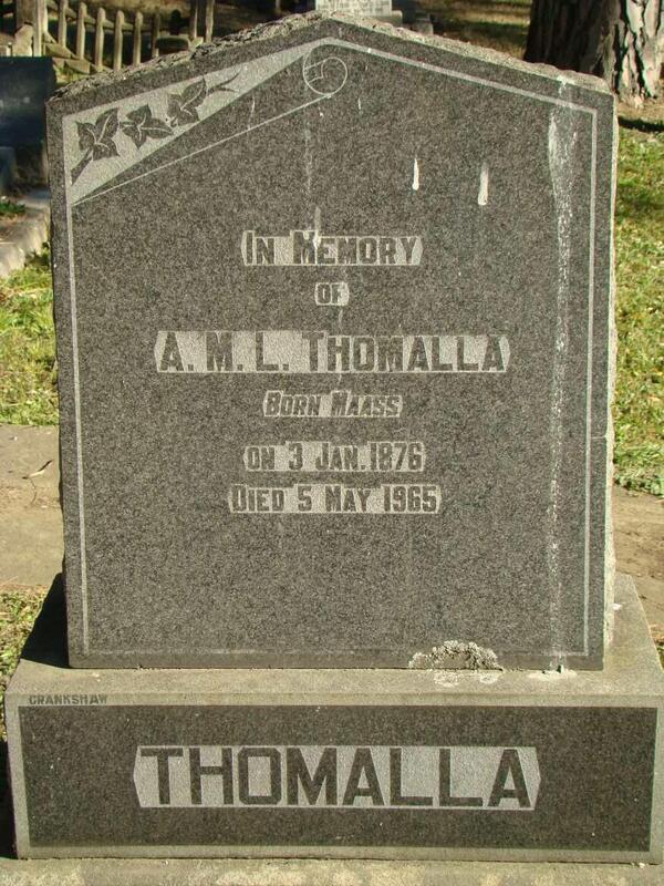THOMALLA A.M.L. nee MAASS 1876-1965
