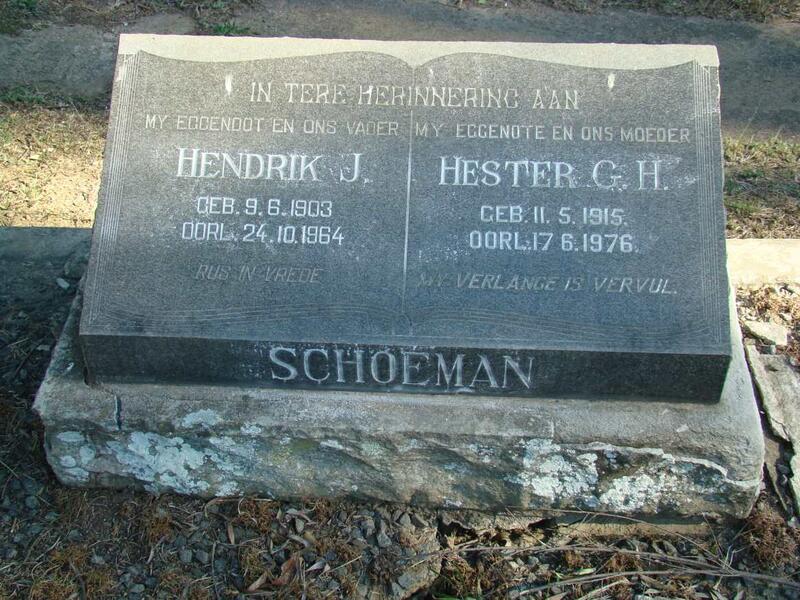 SCHOEMAN Hendrik J. 1903-1964 & Hester G.H. 1915-1976