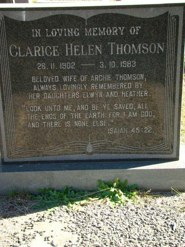 THOMSON Clarice Helen 1902-1983