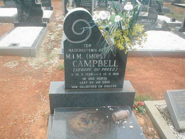 CAMPBELL M.I.M. nee DU PREEZ 1928-1991