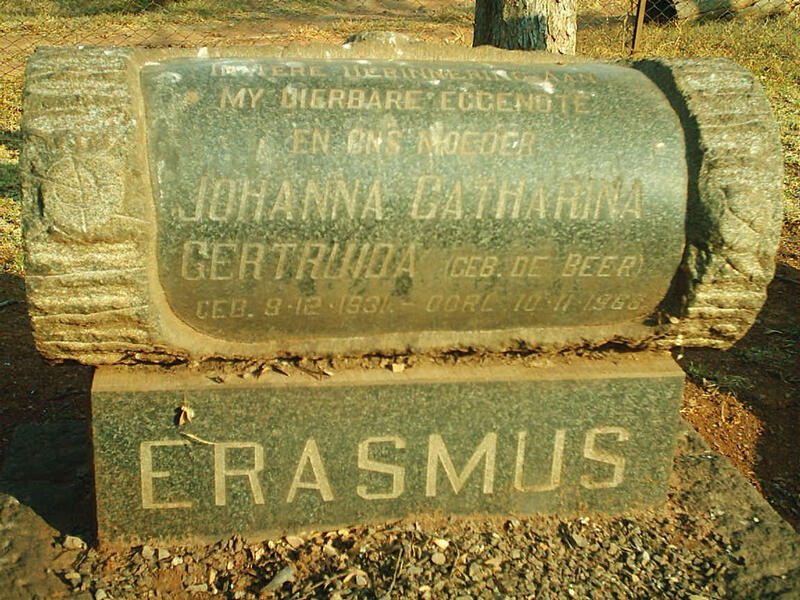 ERASMUS Johanna Catharina Gertruida nee DE BEER 1931-196?