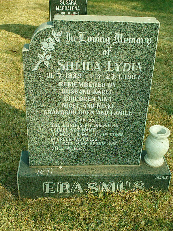 ERASMUS Sheila Lydia 1939-1997