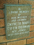 BIERMAN Gwyneth Mary Cyffin nee JONES 1909-1987