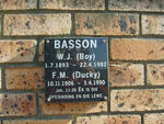 BASSON W.J. 1893-1982 & F.M. 1906-1990