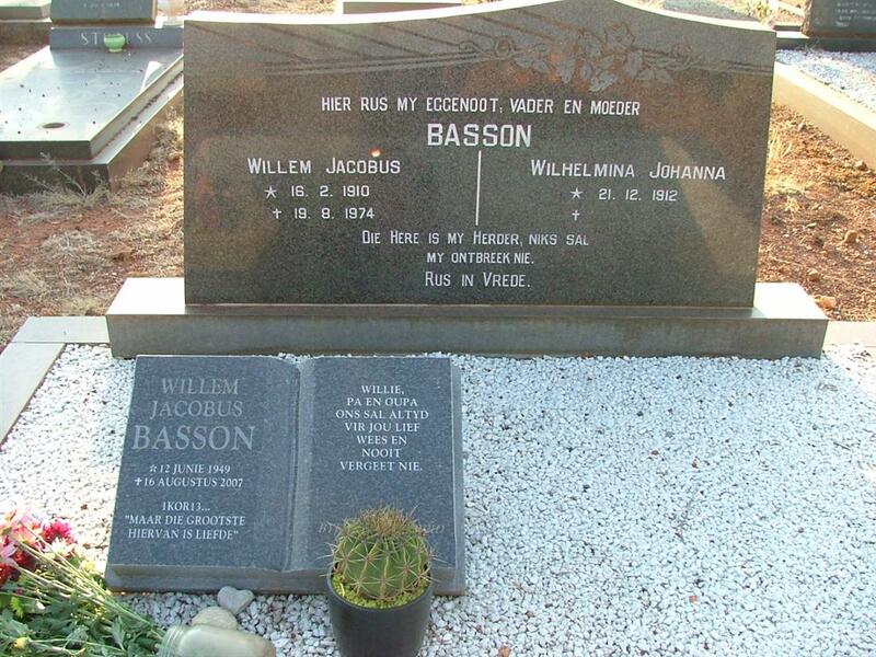 BASSON Willem Jacobus 1910-1974 & Wilhelmina Johanna 1912- :: BASSON Willem Jacobus 1949-2007
