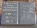 KRUGER Cornelia Aletta nee RAS 1911-1989