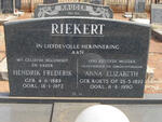 RIEKERT Hendrik Frederik 1889-1972 & Anna Elizabeth ROETS 1892-1990