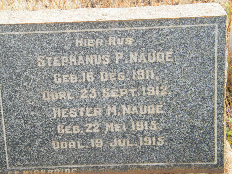 NAUDÉ Stephanus P. 1911-1912 :: NAUDÉ Hester M. 1915-1915