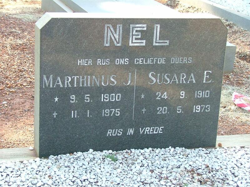 NEL Marthinus J. 1900-1975 & Susara E. 1910-1973