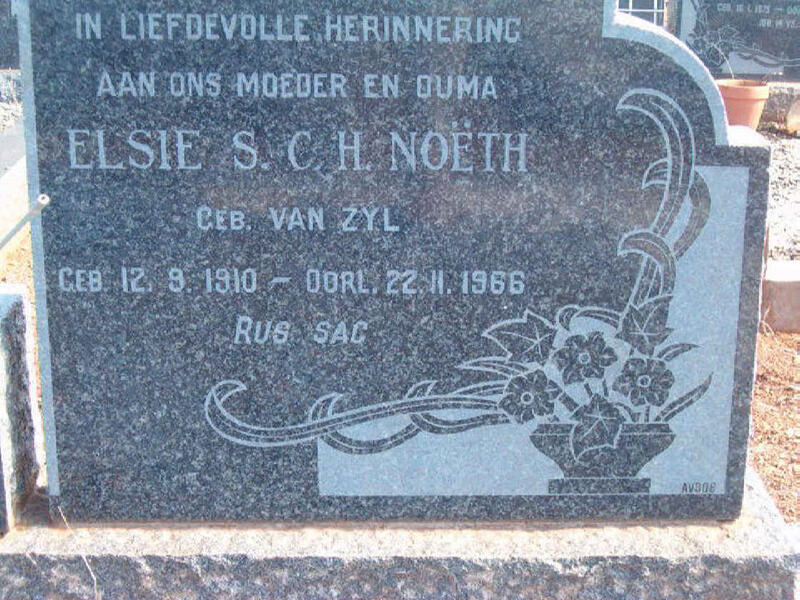 NOETH Elsie S.C.H. neé VAN ZYL 1910-1966