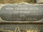 UYS Maria Catharina Aletta nee ODENDAAL 1883-1964