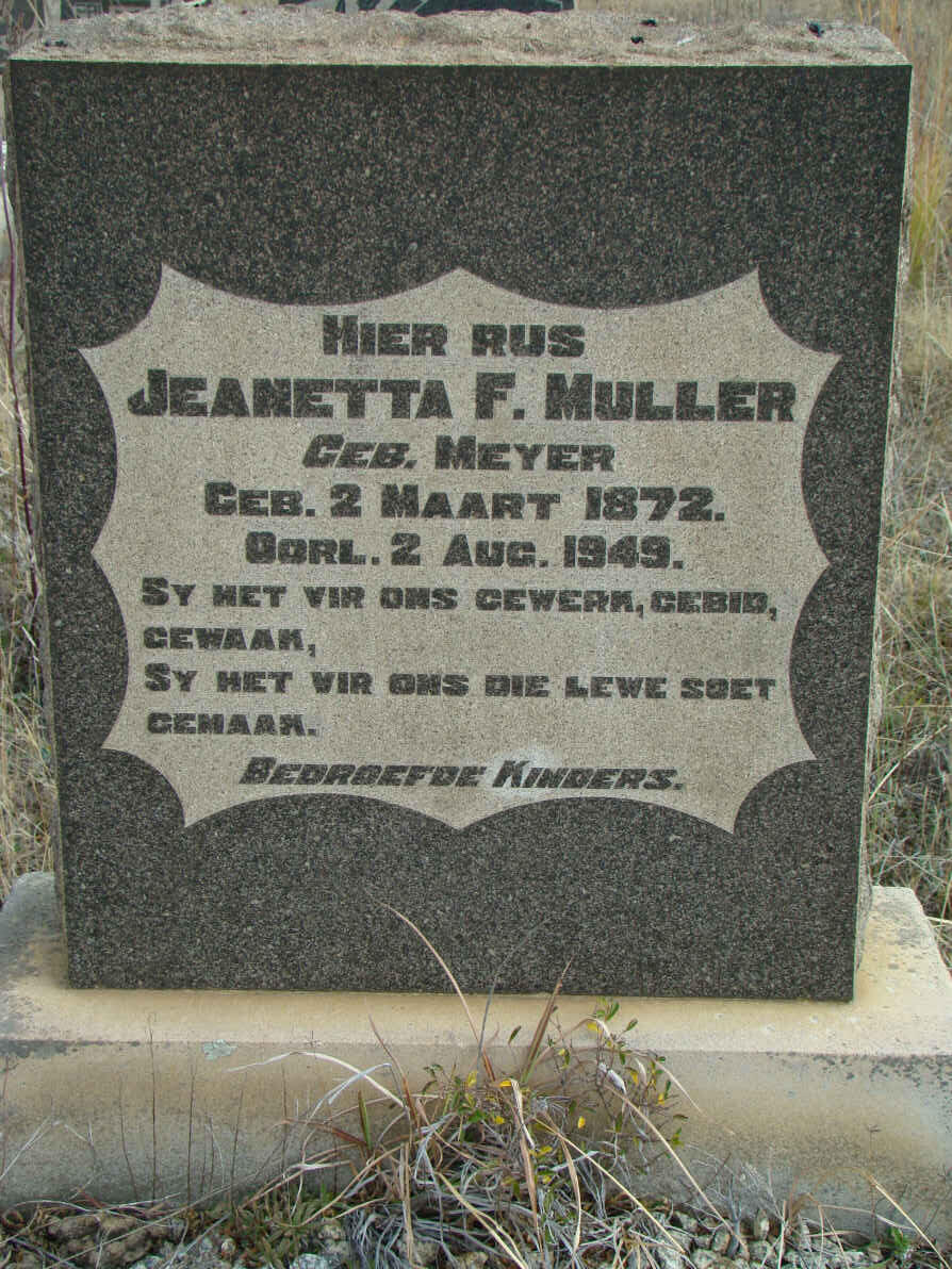 MULLER Jeanetta F. nee MEYER 1872-1949